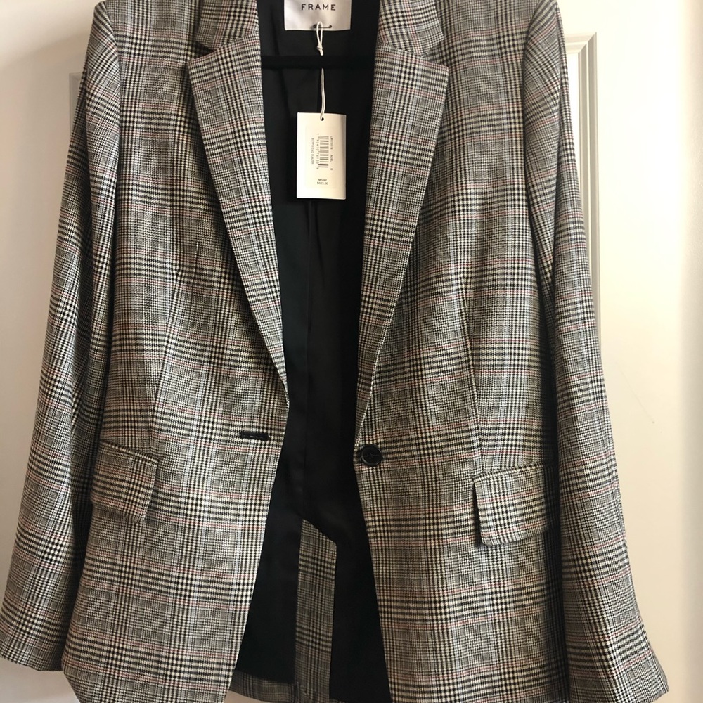 Frame Denim Boyfriend Blazer. Noir Multi. Medium.